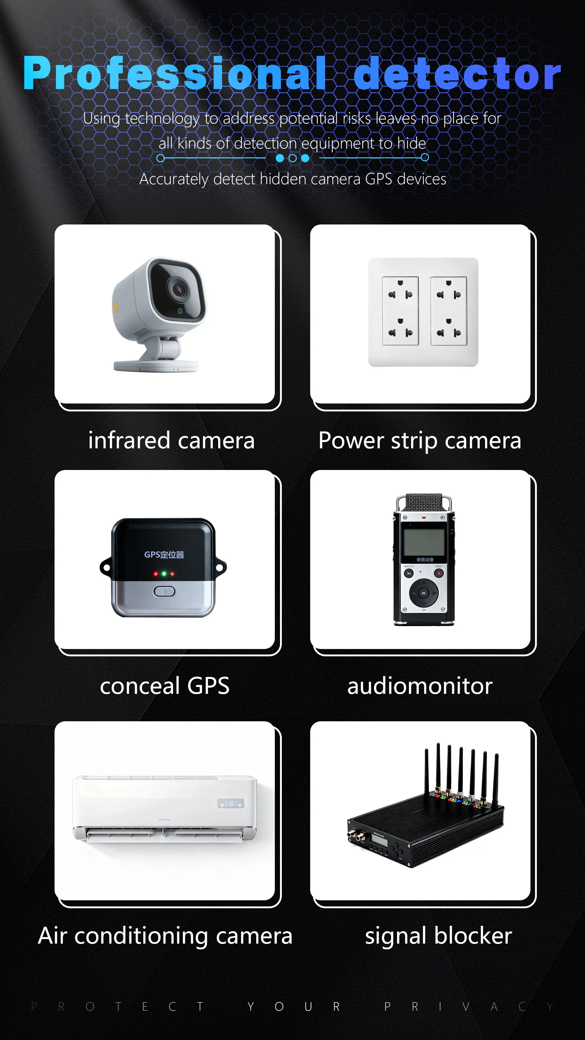 F999 Hidden Camera Detectors , Anti Spy Camera Finder, GPS Tracker Detectors, Bug Hidden Devices Detector ,RF detectors Mini Bug Detector 4